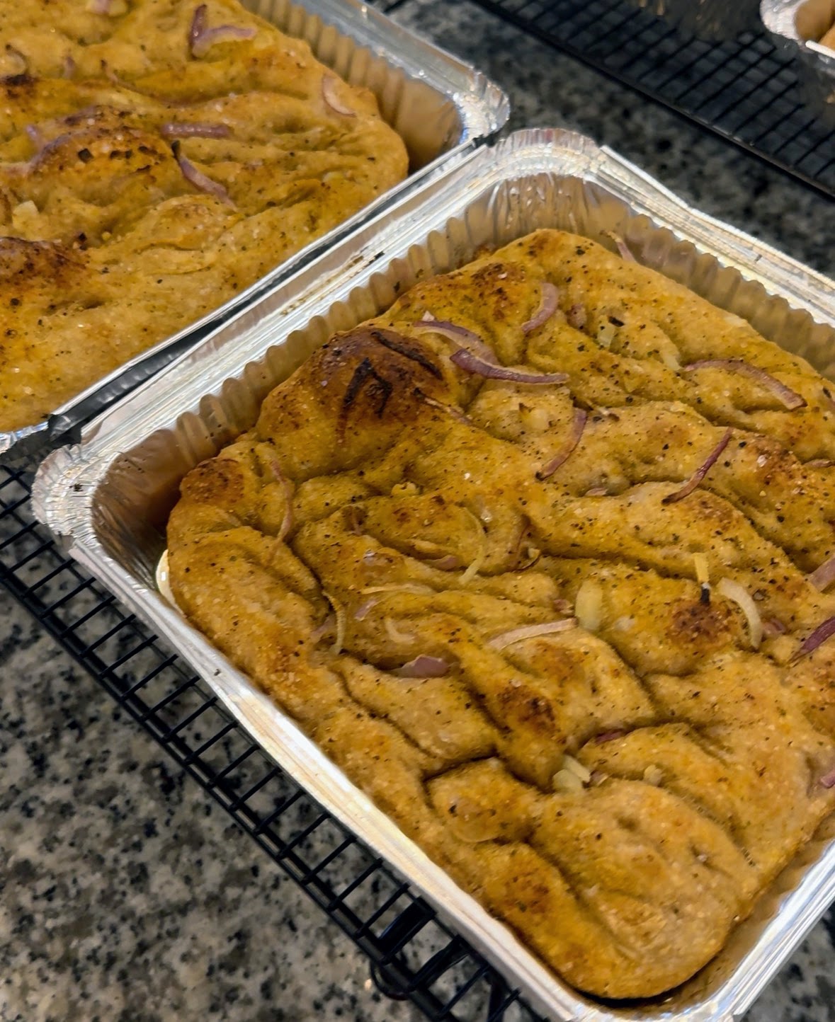 Caramelized and Cracked Sourdough Focaccia